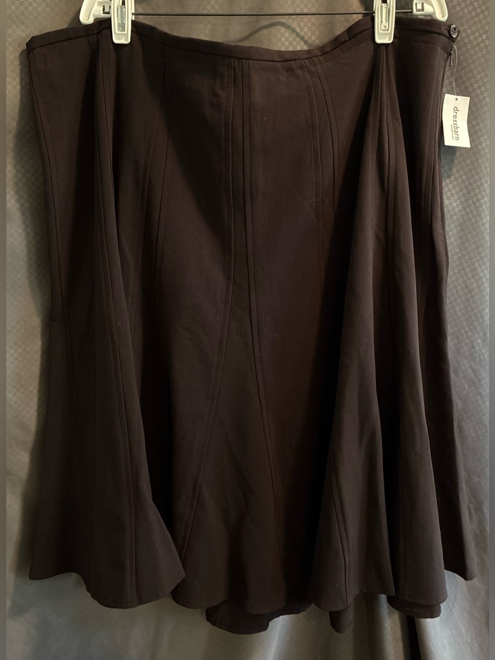 NWT Dress Barn Women’s Brown Flared Midi Skirt w/Prominent Seam Detail; Size 20W